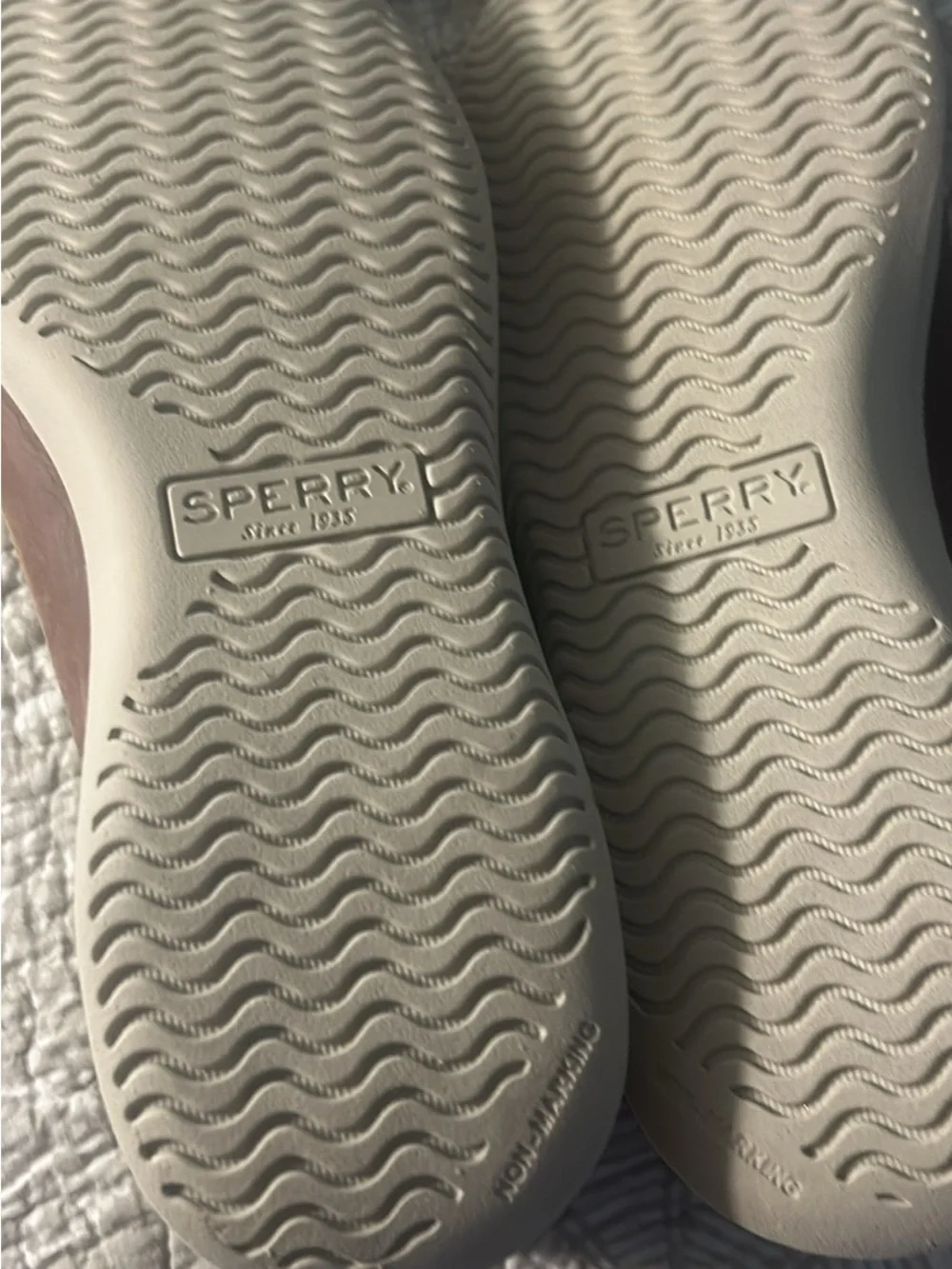Sperry Brown Leather Boat Shoes with White Laces